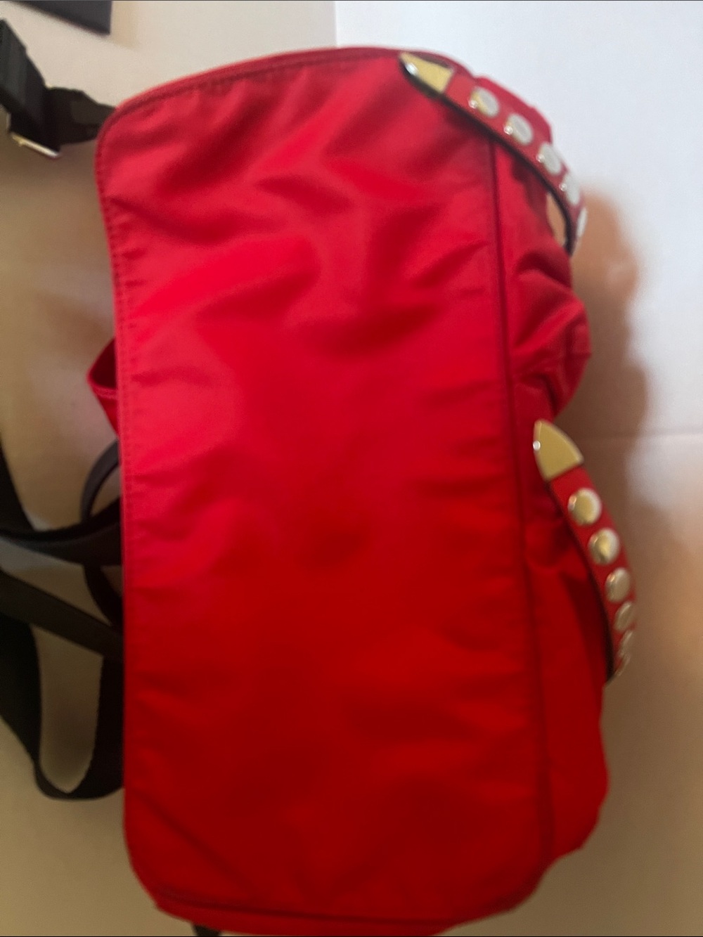 Prada Red Studded Nylon Drawstring Backpack - Picture 4 of 4